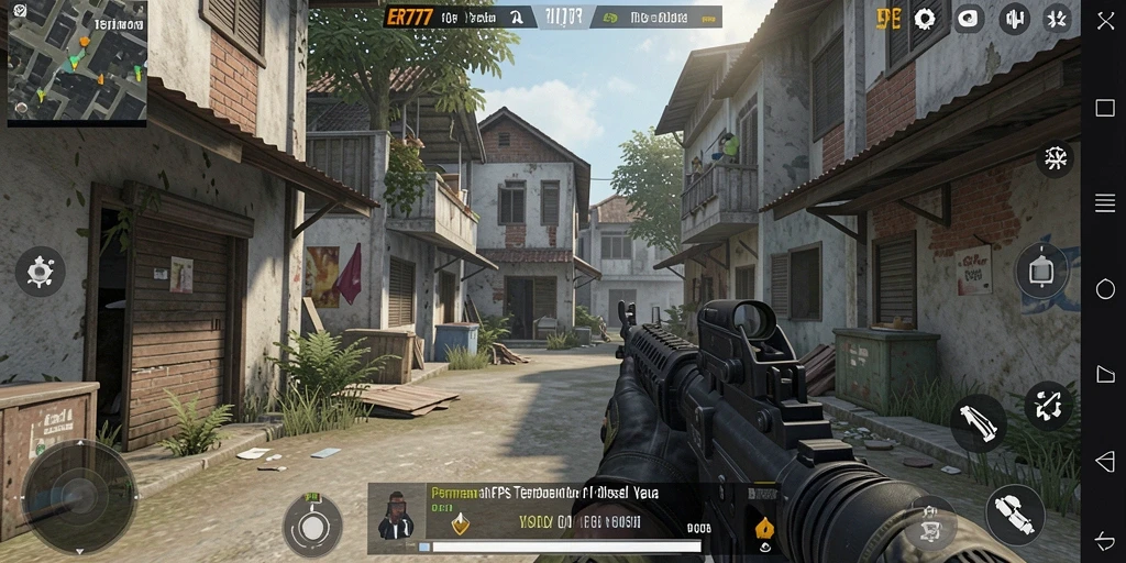 Screenshot gameplay ER777 menampilkan aksi mendebarkan dalam pertempuran FPS.